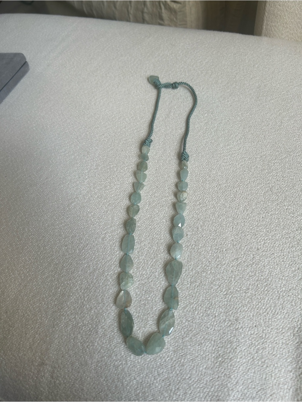 Aquamarine Beaded Necklace - Light Blue Gemstone Strand